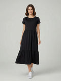 Vestido Midi Três Marias De Algodão Preto