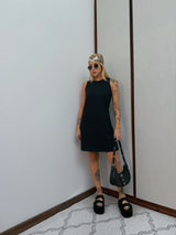Vestido Feminino Curto Canelado Regata Acinturado E Soltinho