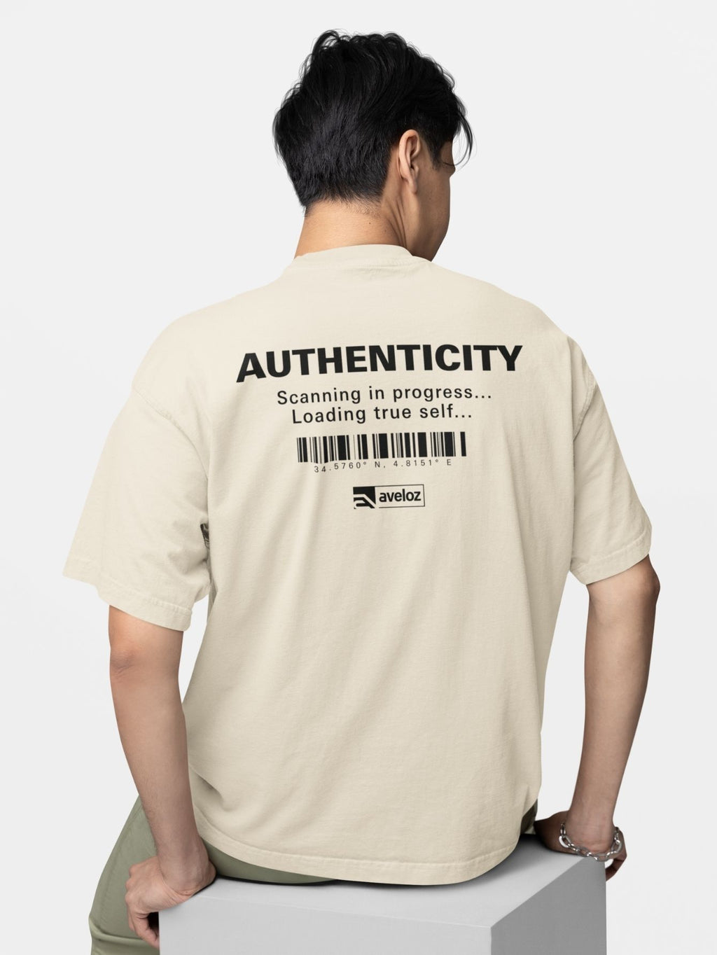 Camiseta Oversized Masculino Estampada Authenticity Streetwear Premium Off white