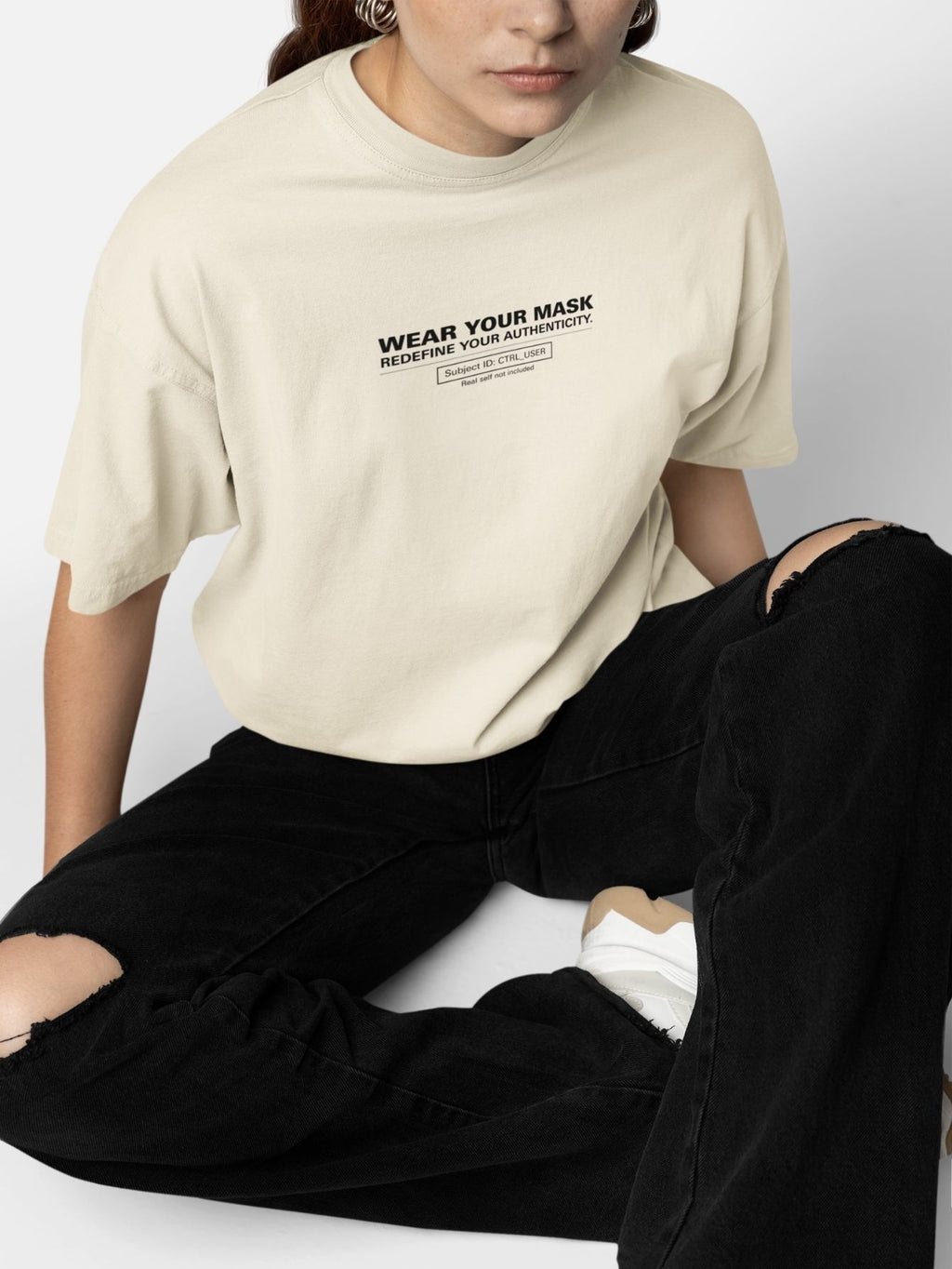 Camiseta Oversized Feminina Estampada Authenticity Streetwear Premium Off white