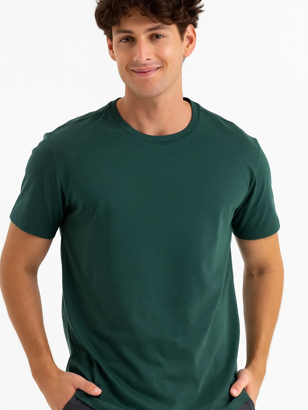 Camiseta Masculina algodão Básica Verde Escuro