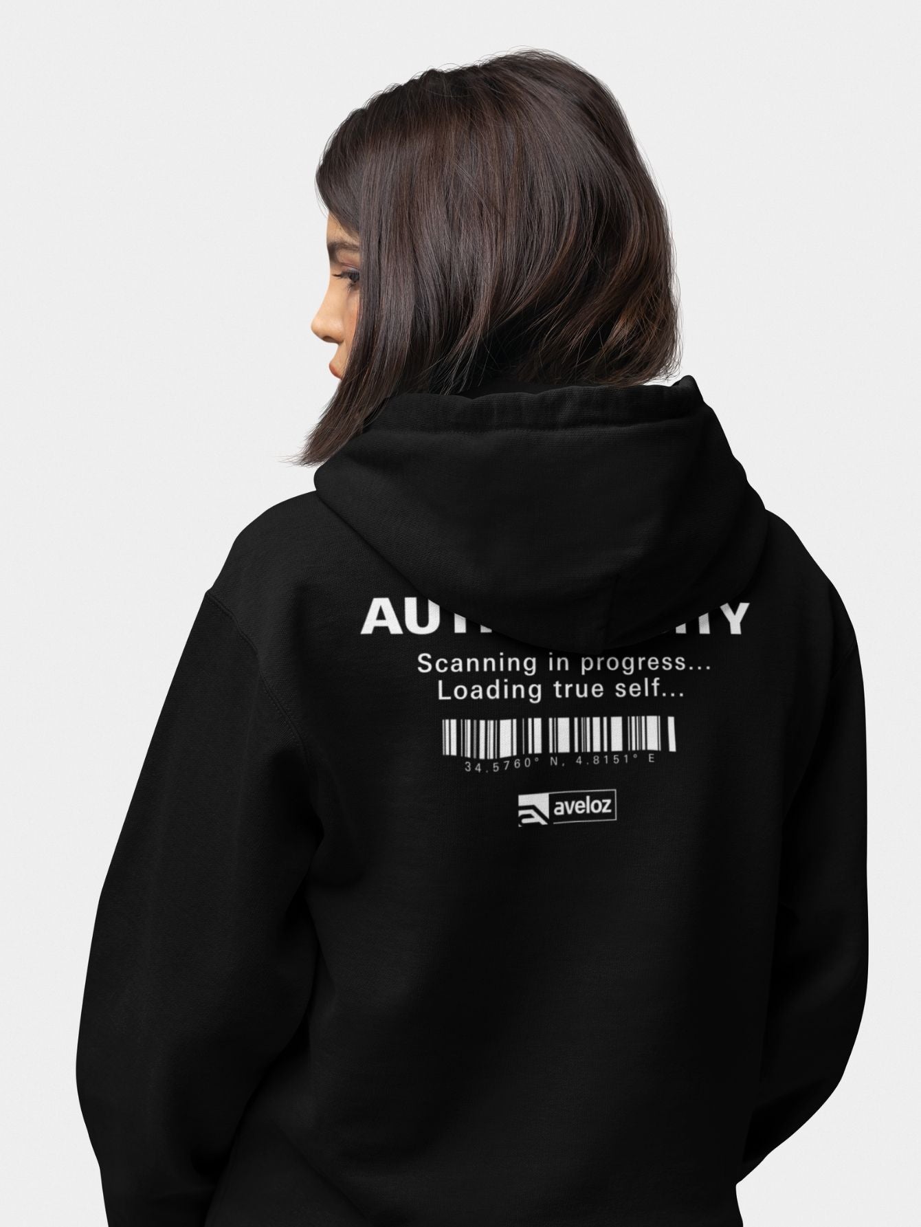 Moletom Canguru Feminina Estampa Authenticity Malha Premium Preto