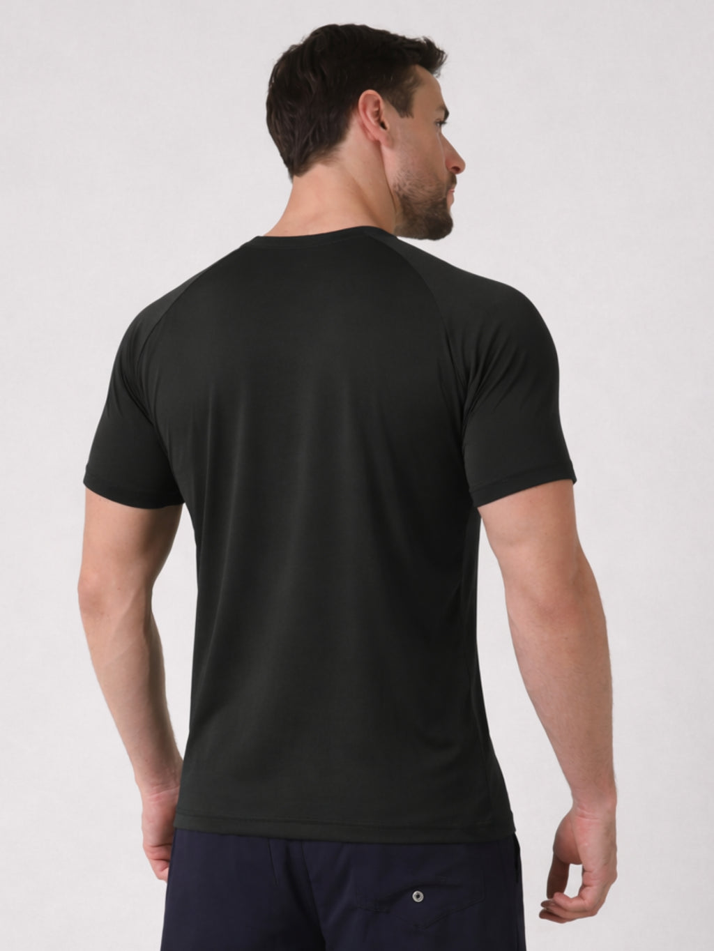 Camiseta Masculina Raglan Dry Proteção Solar UV Lisa Corrida Academia Ciclismo Esporte - Preto