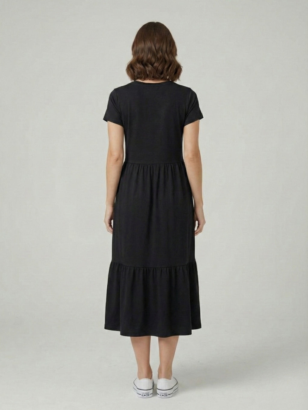 Vestido Midi Três Marias De Algodão Preto