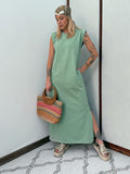 Vestido Longo Muscle Tee Em Algodão Com Bolso Aveloz Verde