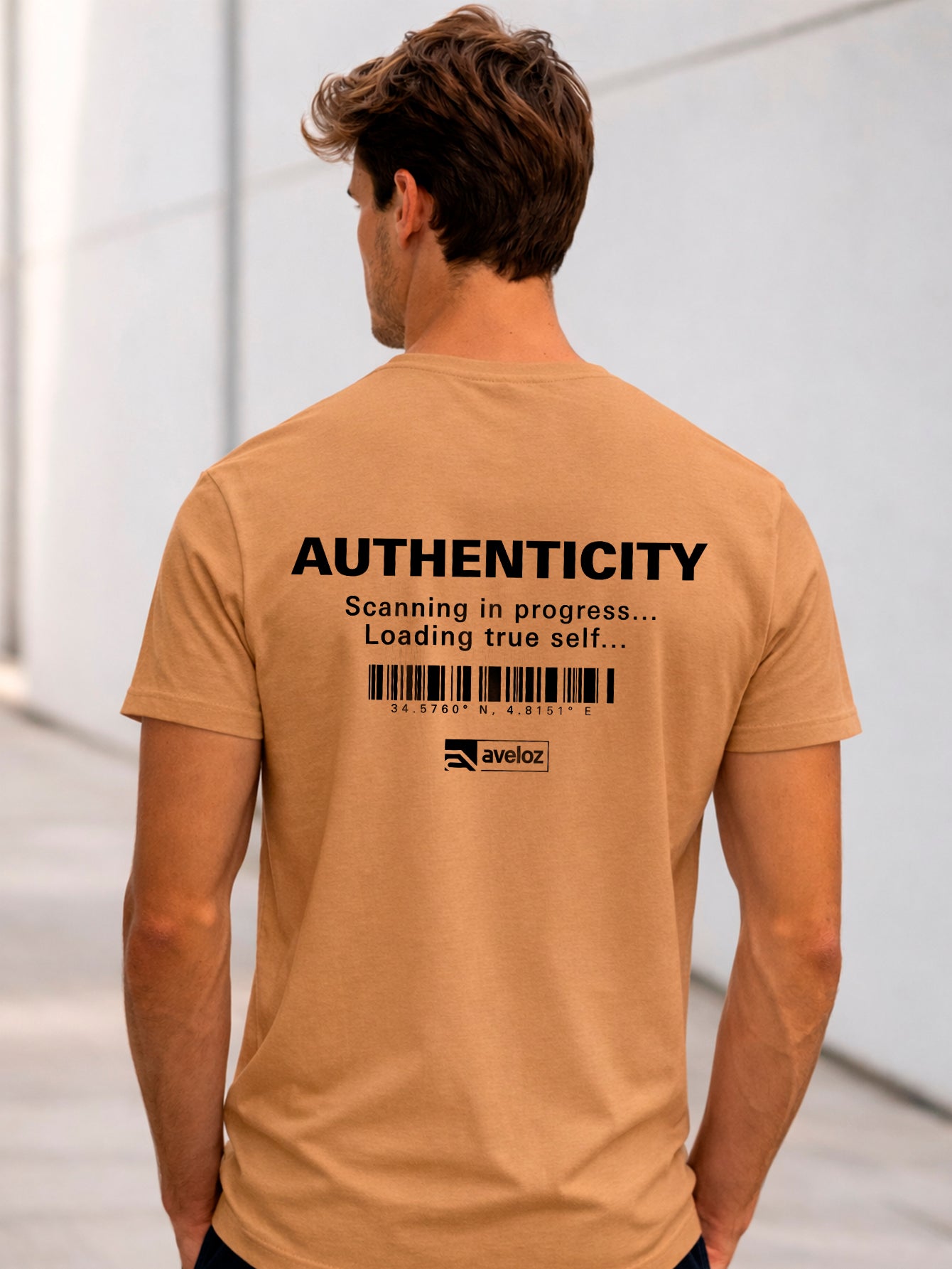 Camiseta Aveloz Masculino Authenticity Confortável 100% Algodão Bege