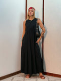 Vestido Longo Feminino Soltinho malha algodão Aveloz Preto