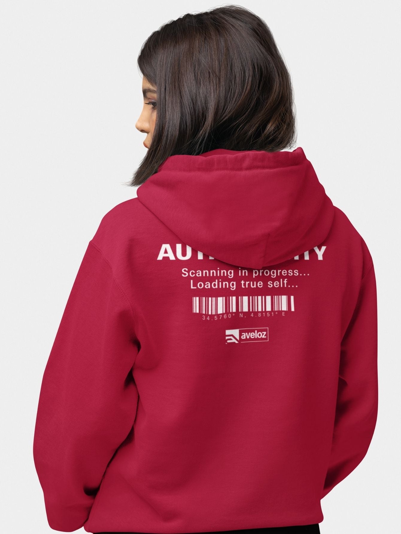 Moletom Canguru Feminina Estampa Authenticity Malha Premium Vermelho
