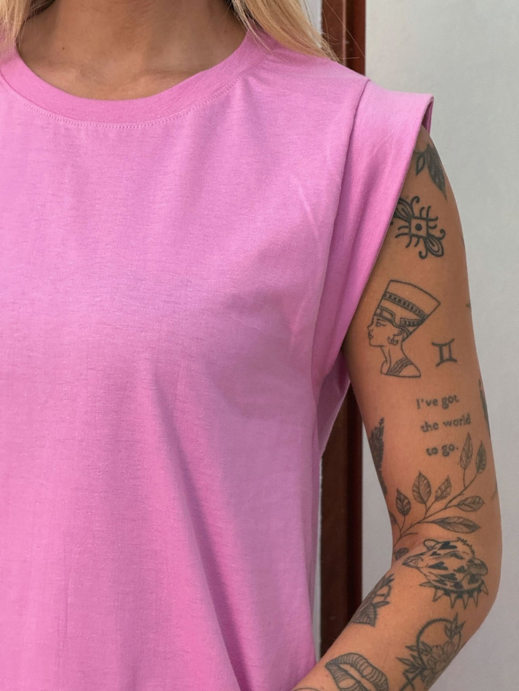 Vestido Longo Muscle Tee Em Algodão Com Bolso Aveloz Rosa Blush