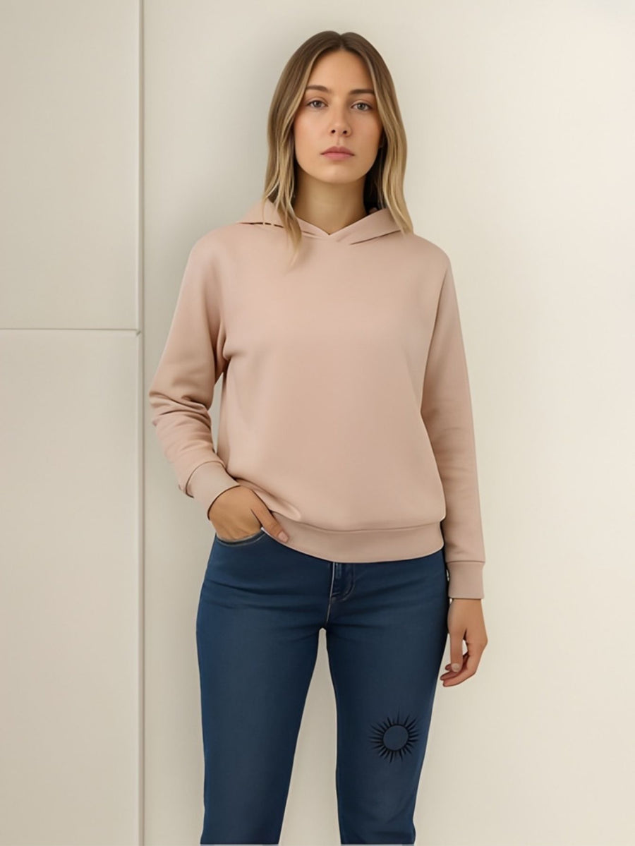 Moletom Feminino Canguru Duo Color Caqui E Ferrugem