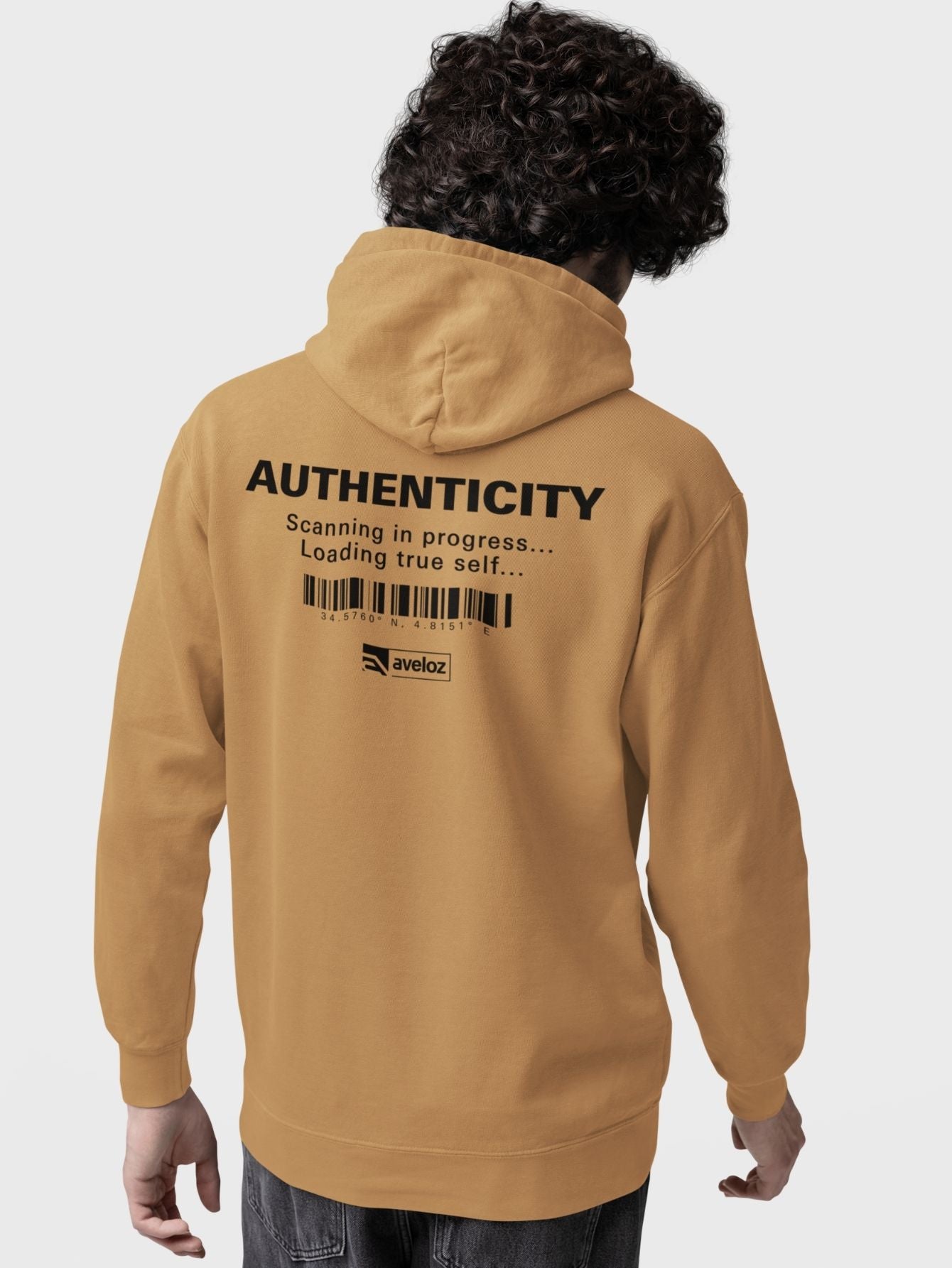 Moletom Canguru Masculino Estampa Authenticity Malha Premium Bege