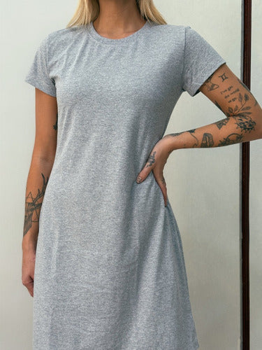 Vestido T-shirt Camisetão Aveloz Cinza Mescla