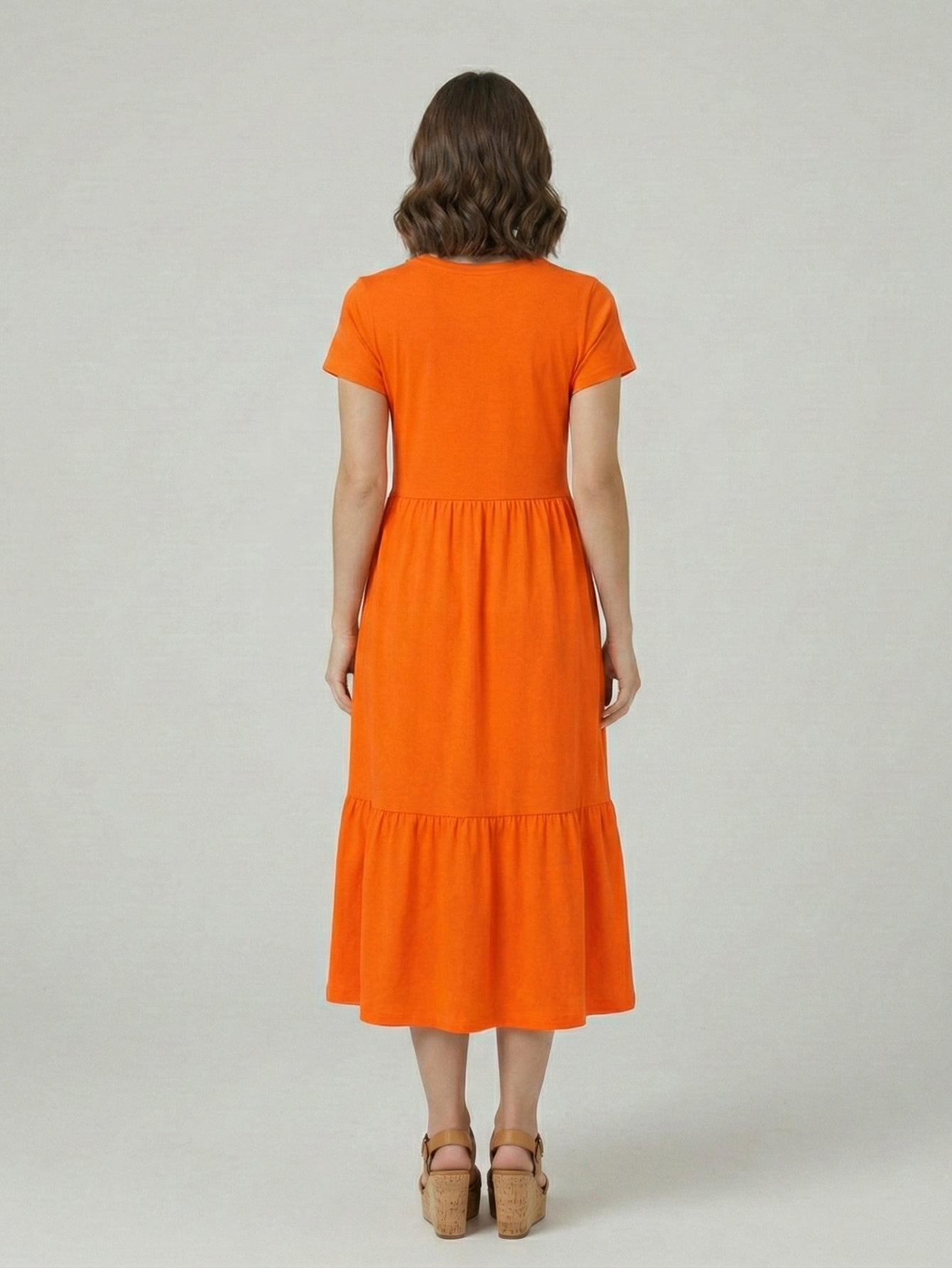 Vestido Midi Três Marias De Algodão Laranja