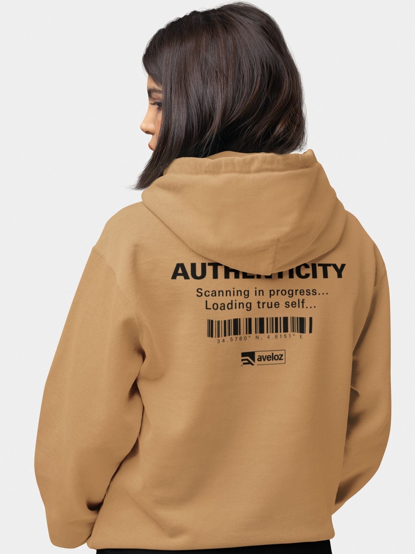 Moletom Canguru Feminina Estampa Authenticity Malha Premium Bege