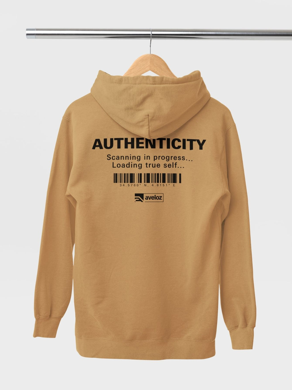 Moletom Canguru Masculino Estampa Authenticity Malha Premium Bege
