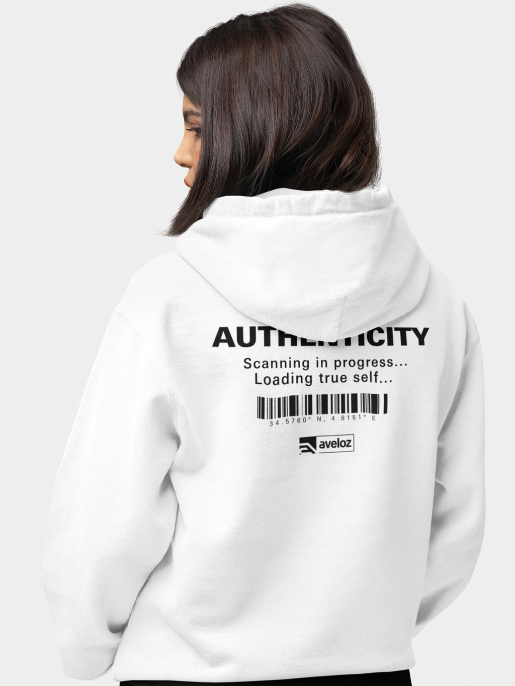 Moletom Canguru Feminina Estampa Authenticity Malha Premium Branco