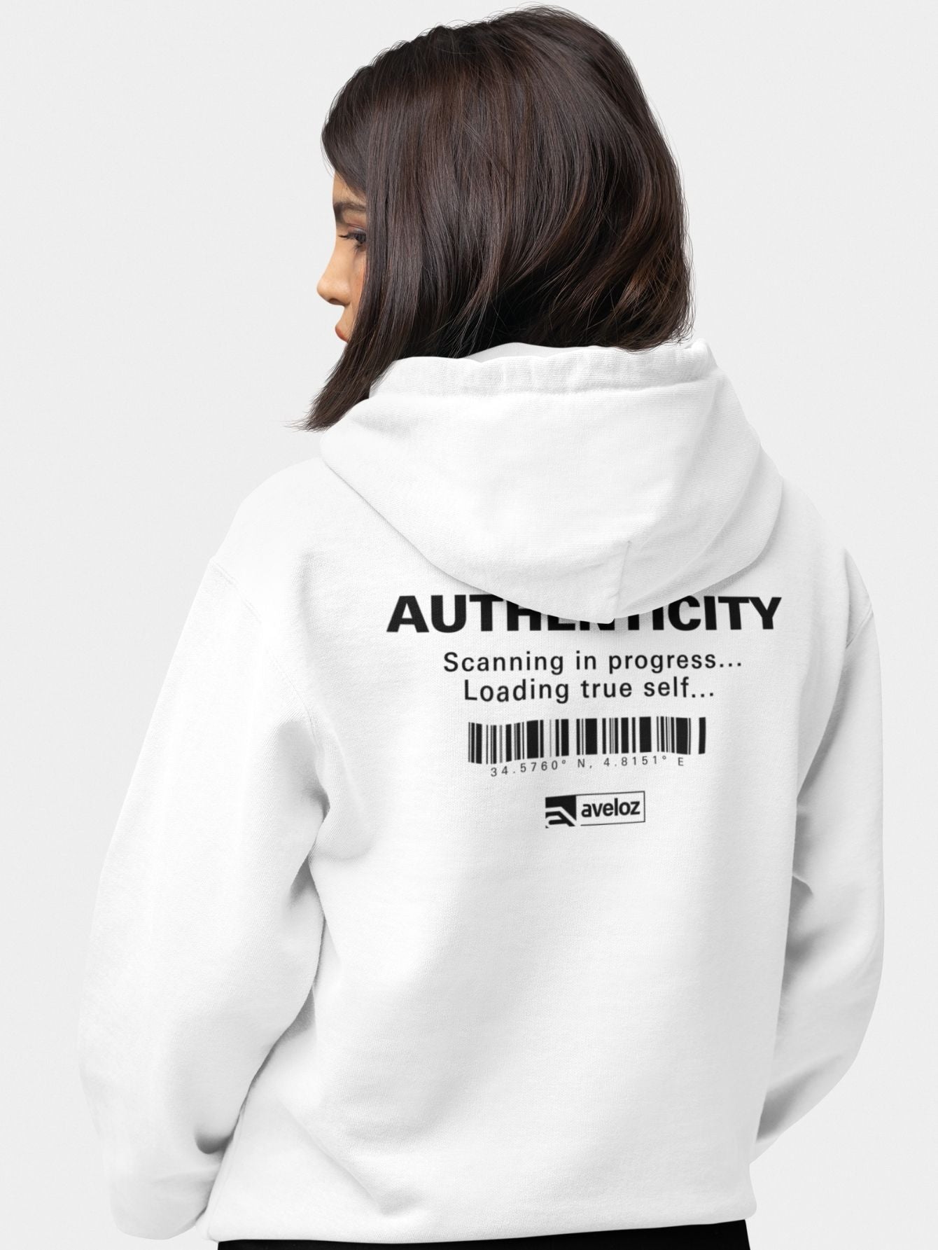 Moletom Canguru Feminina Estampa Authenticity Malha Premium Branco