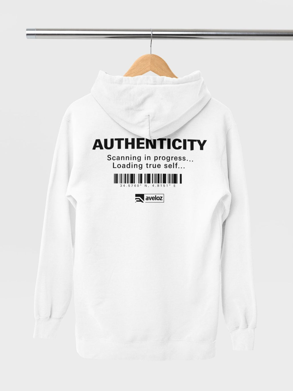 Moletom Canguru Masculino Estampa Authenticity Malha Premium Branco