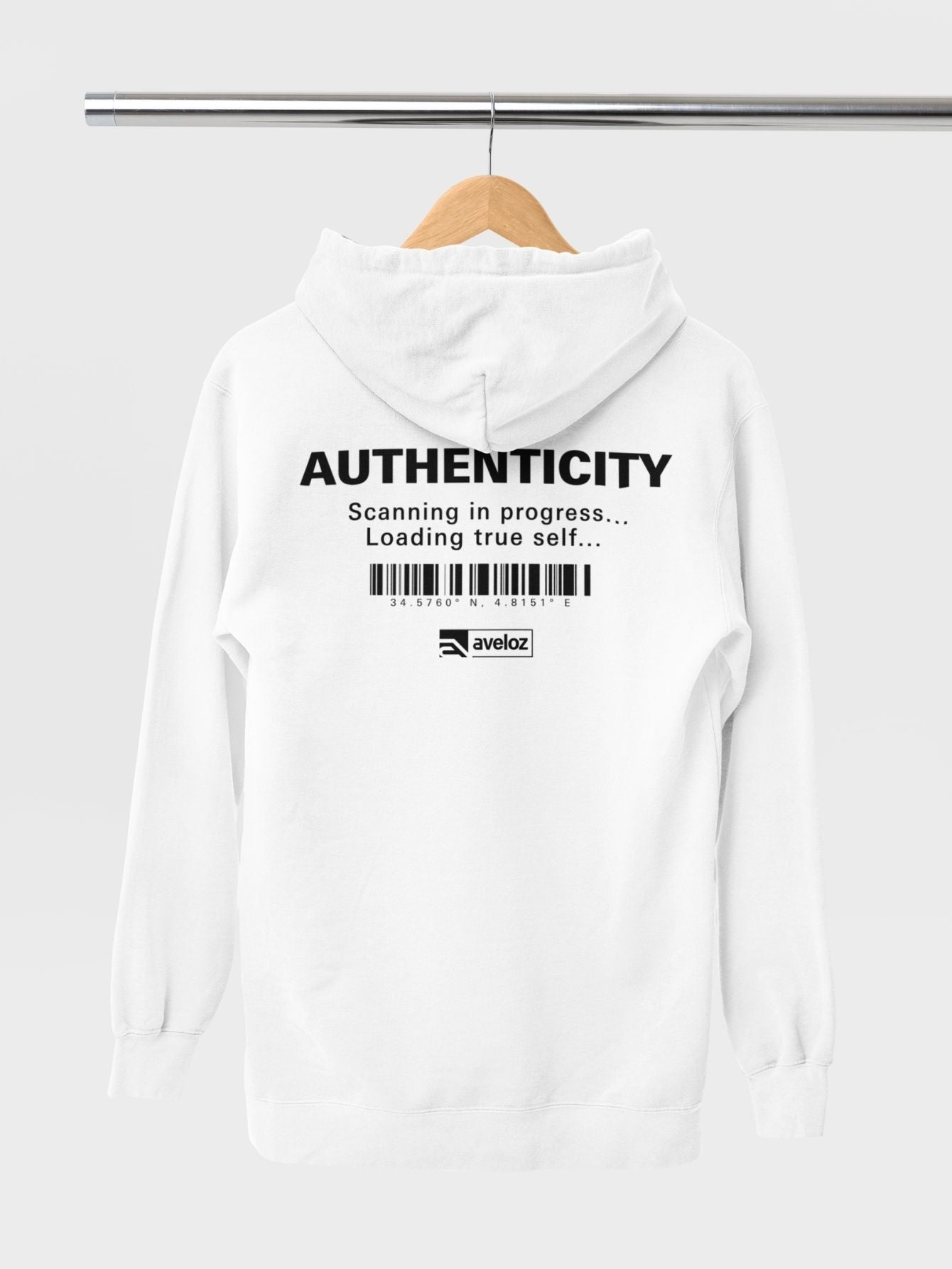 Moletom Canguru Feminina Estampa Authenticity Malha Premium Branco