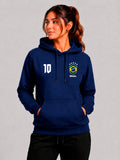 Moletom Feminino Canguru Estampa Brasil Torcedor Azul Marinho