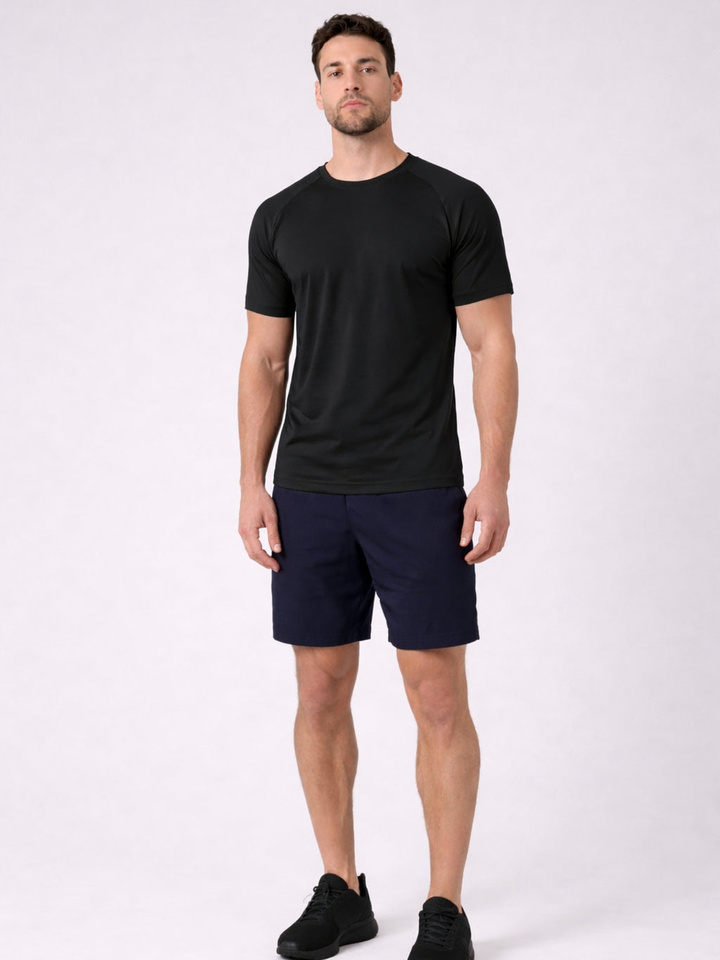 Camiseta Masculina Raglan Dry Proteção Solar UV Lisa Corrida Academia Ciclismo Esporte - Preto