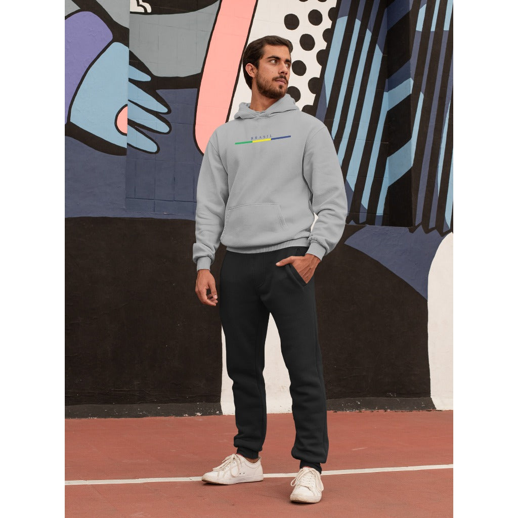 Conjunto Moletom Canguru Brasil Faixa Três Cores Premium Unissex