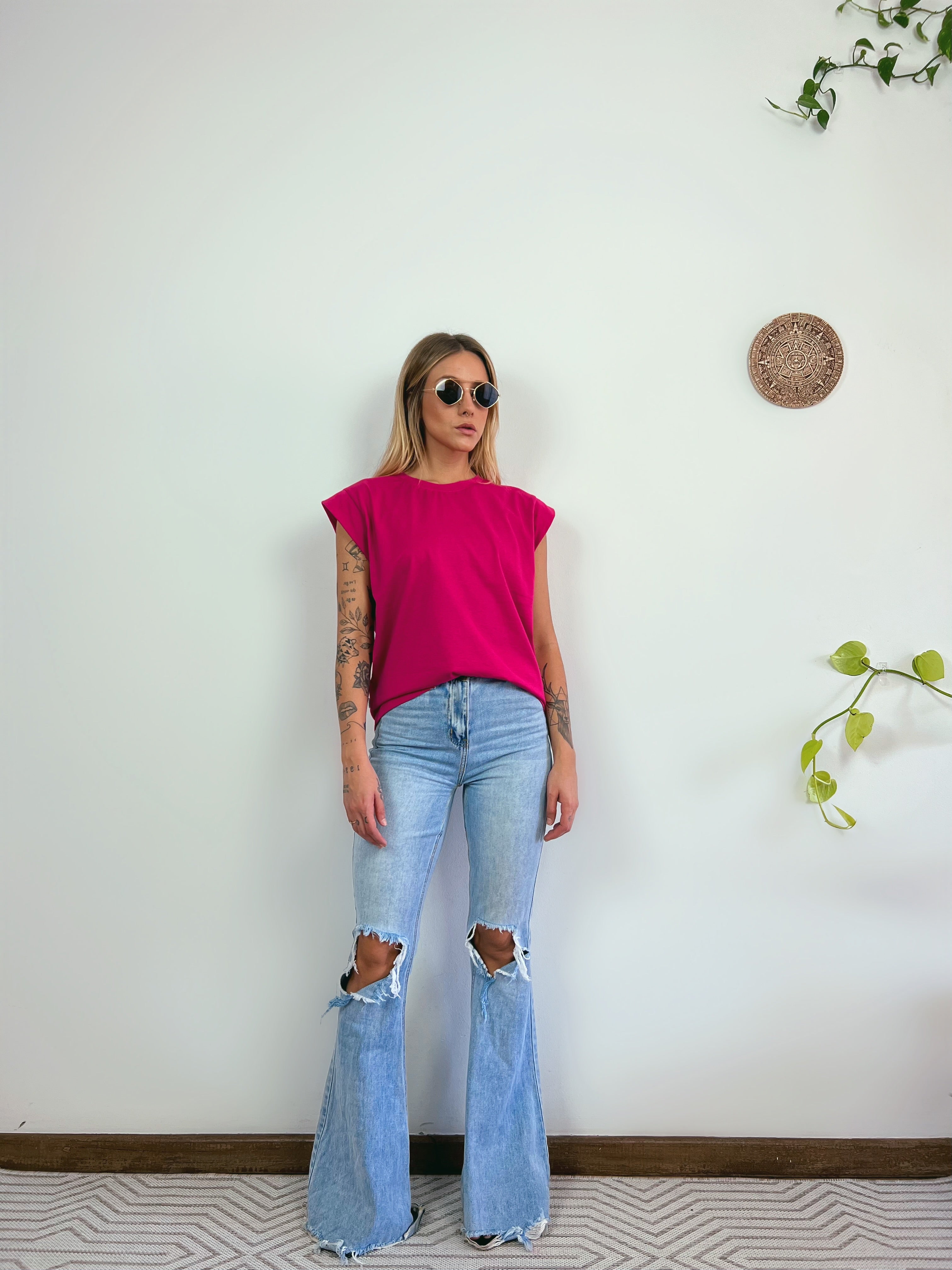 Regata Feminina Aveloz Ombro Caído- Rosa Pink