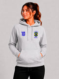 Moletom Feminino Canguru Estampa Brasil Torcedor Cinza