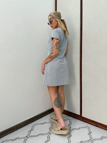 Vestido T-shirt Camisetão Aveloz Cinza Mescla