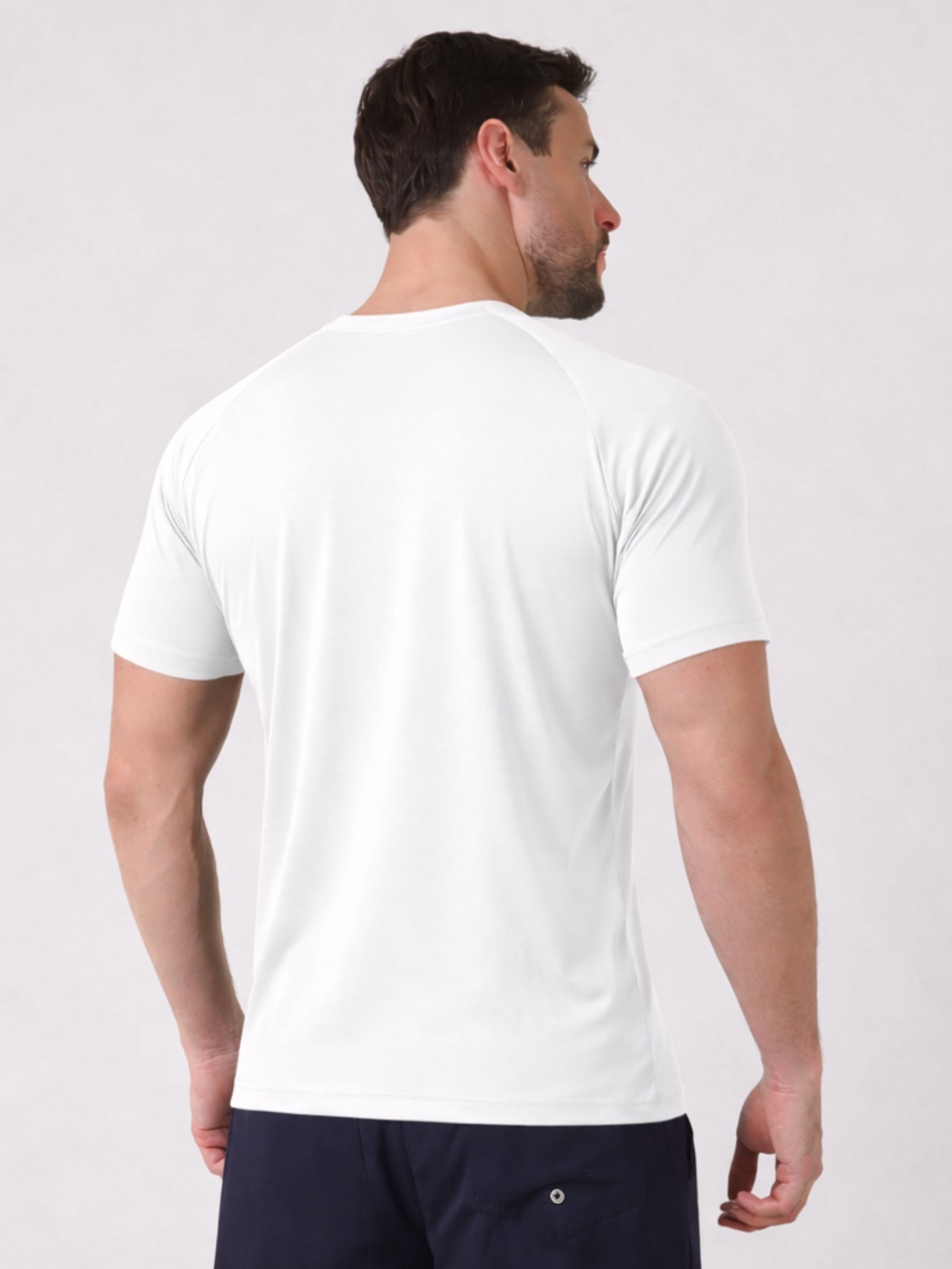 Camiseta Masculina Raglan Dry Proteção Solar UV Lisa Corrida Academia Ciclismo Esporte - Branco
