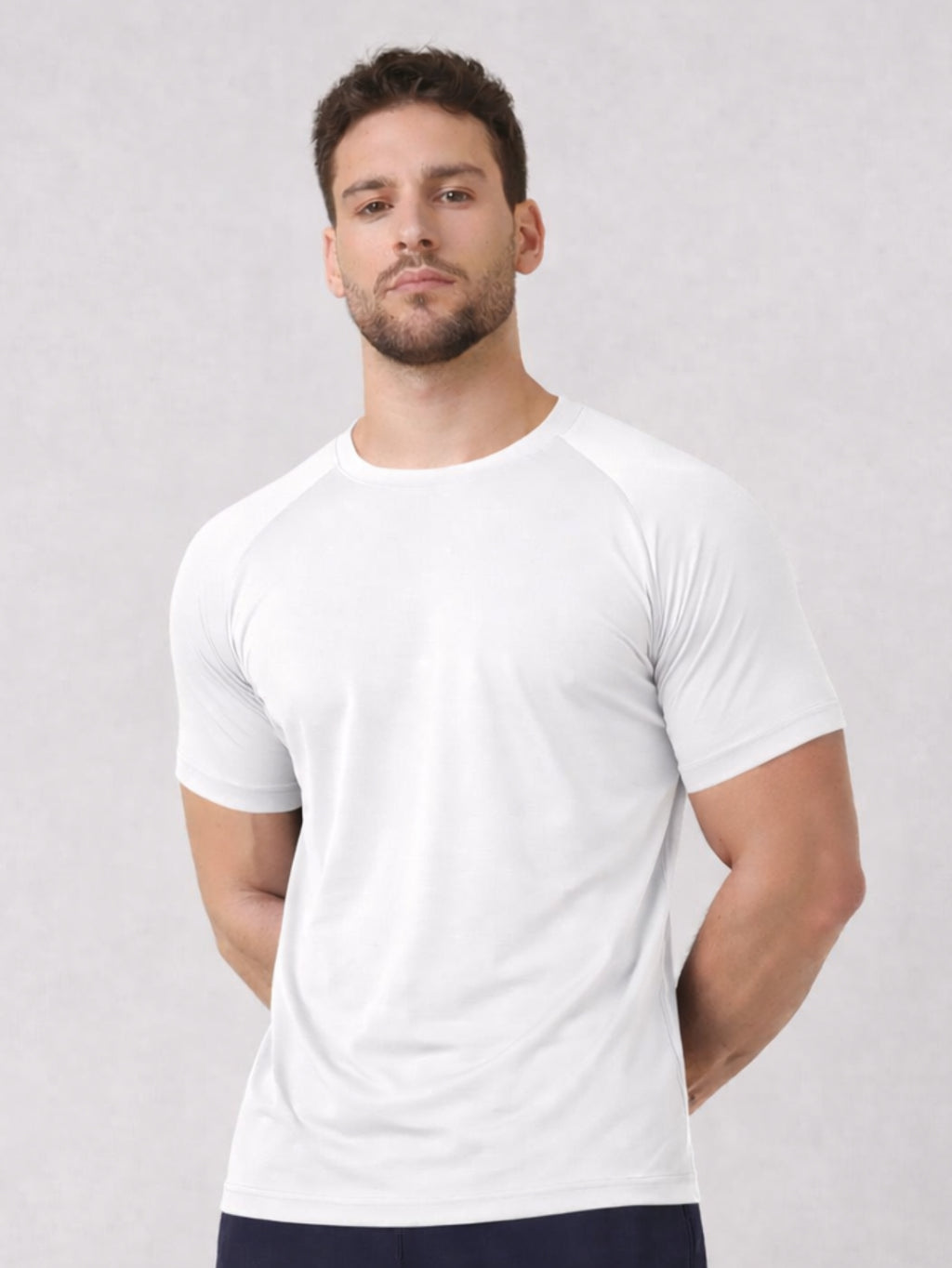 Camiseta Masculina Raglan Dry Proteção Solar UV Lisa Corrida Academia Ciclismo Esporte - Branco