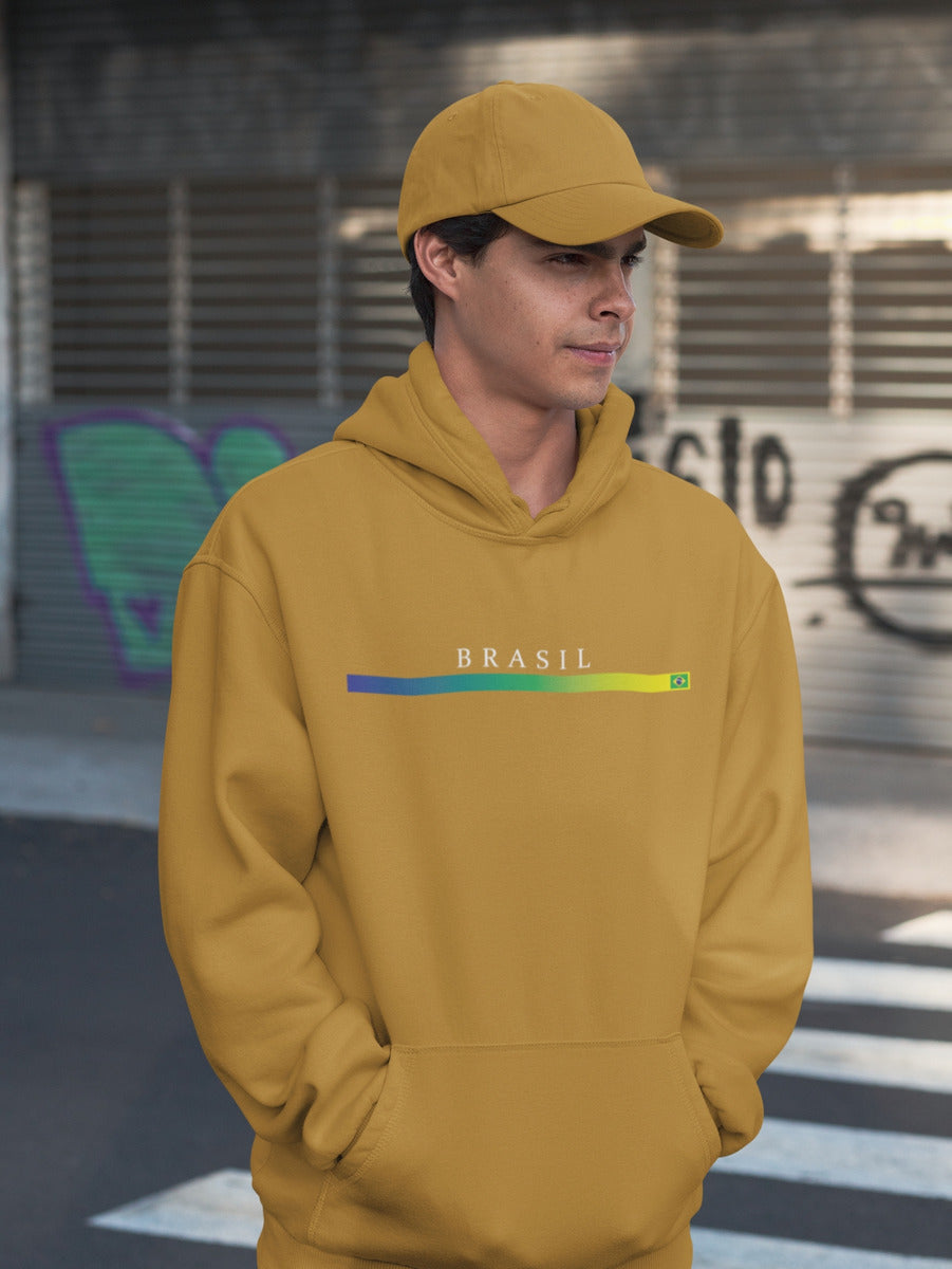 Moletom Canguru Estampado Brasil Faixa Bandeira