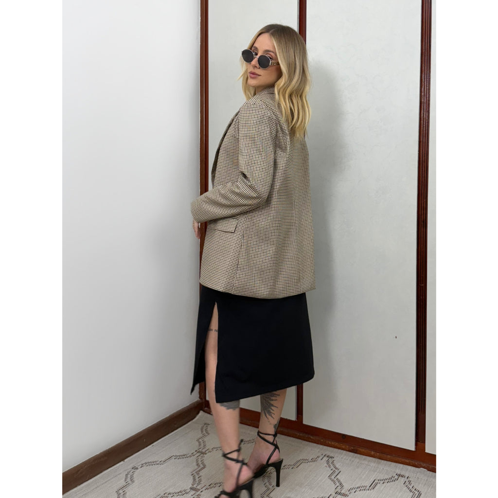 Vestido Mid Camiseta Com Fenda Aveloz Preto