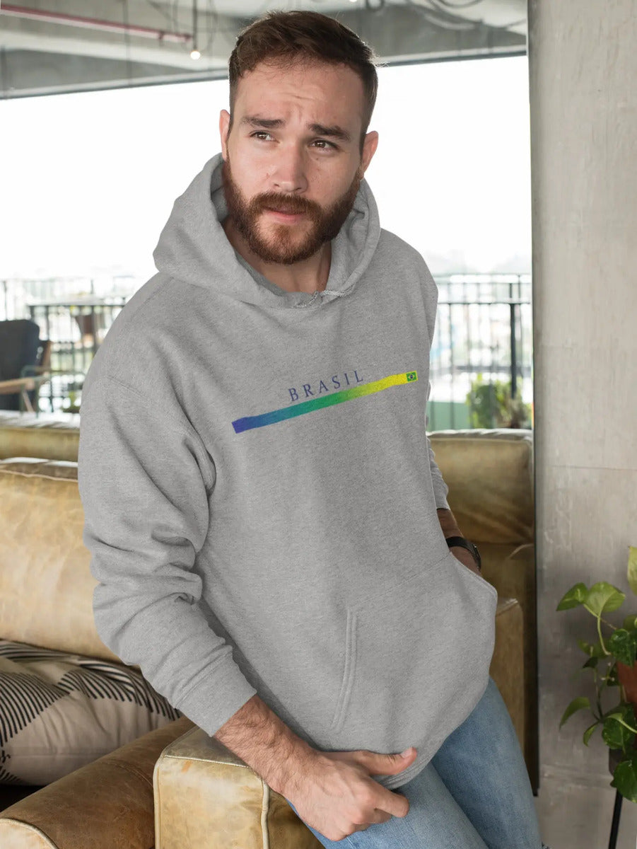 Moletom Canguru Estampado Brasil Faixa Bandeira