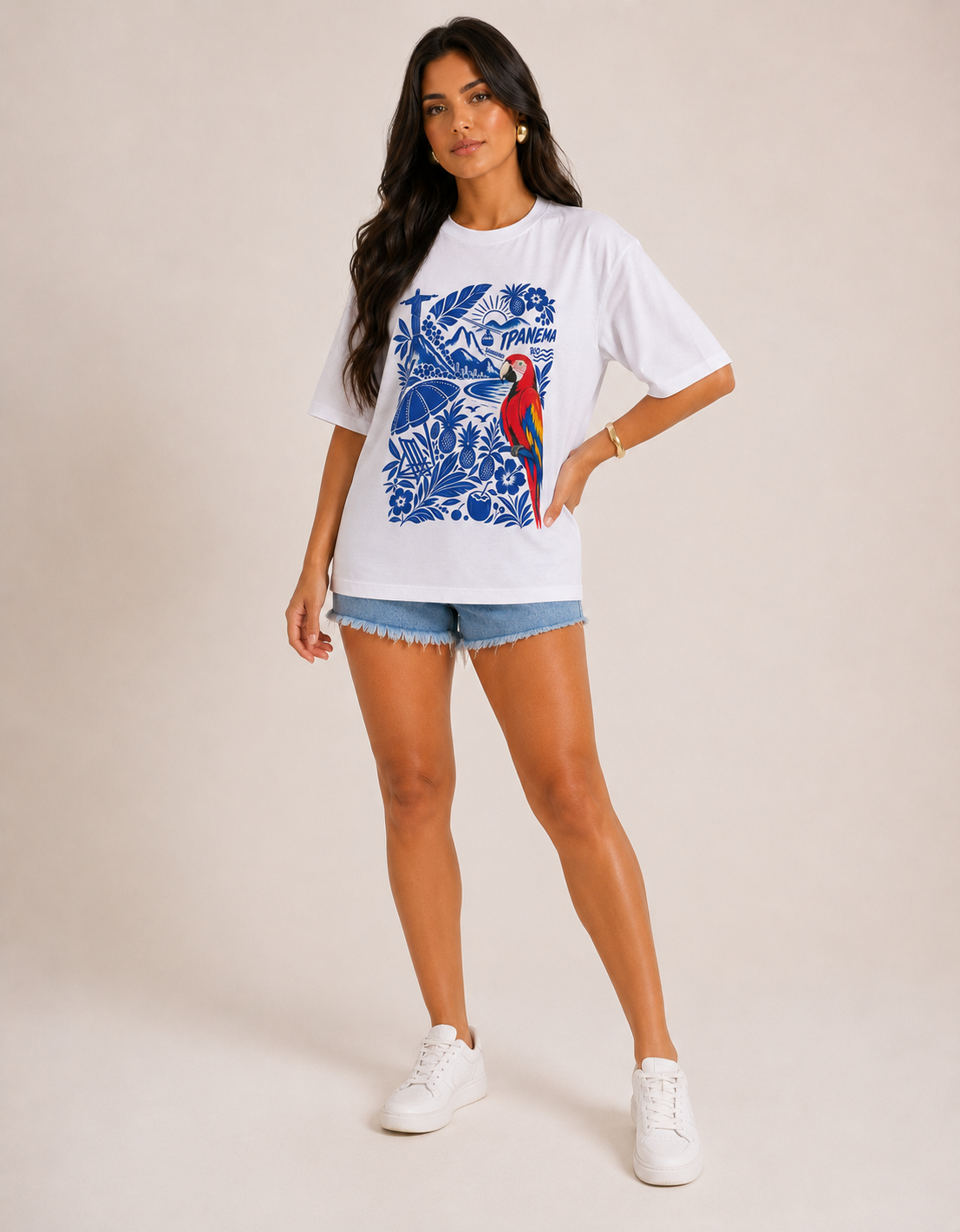 Camiseta Feminina T-shirt Estampa Arara Ipanema
