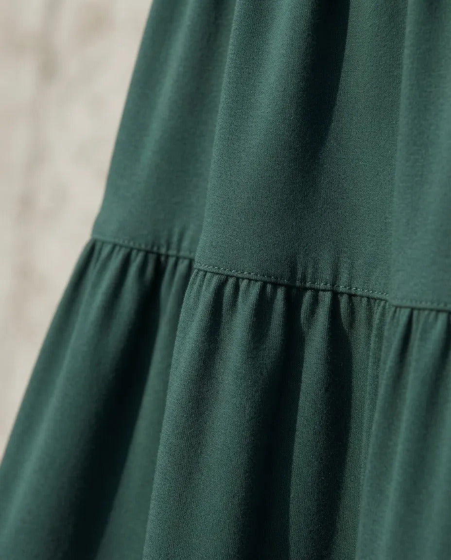 Vestido Longo Feminino Regata Três Marias Algodão Soltinho Verde-escuro