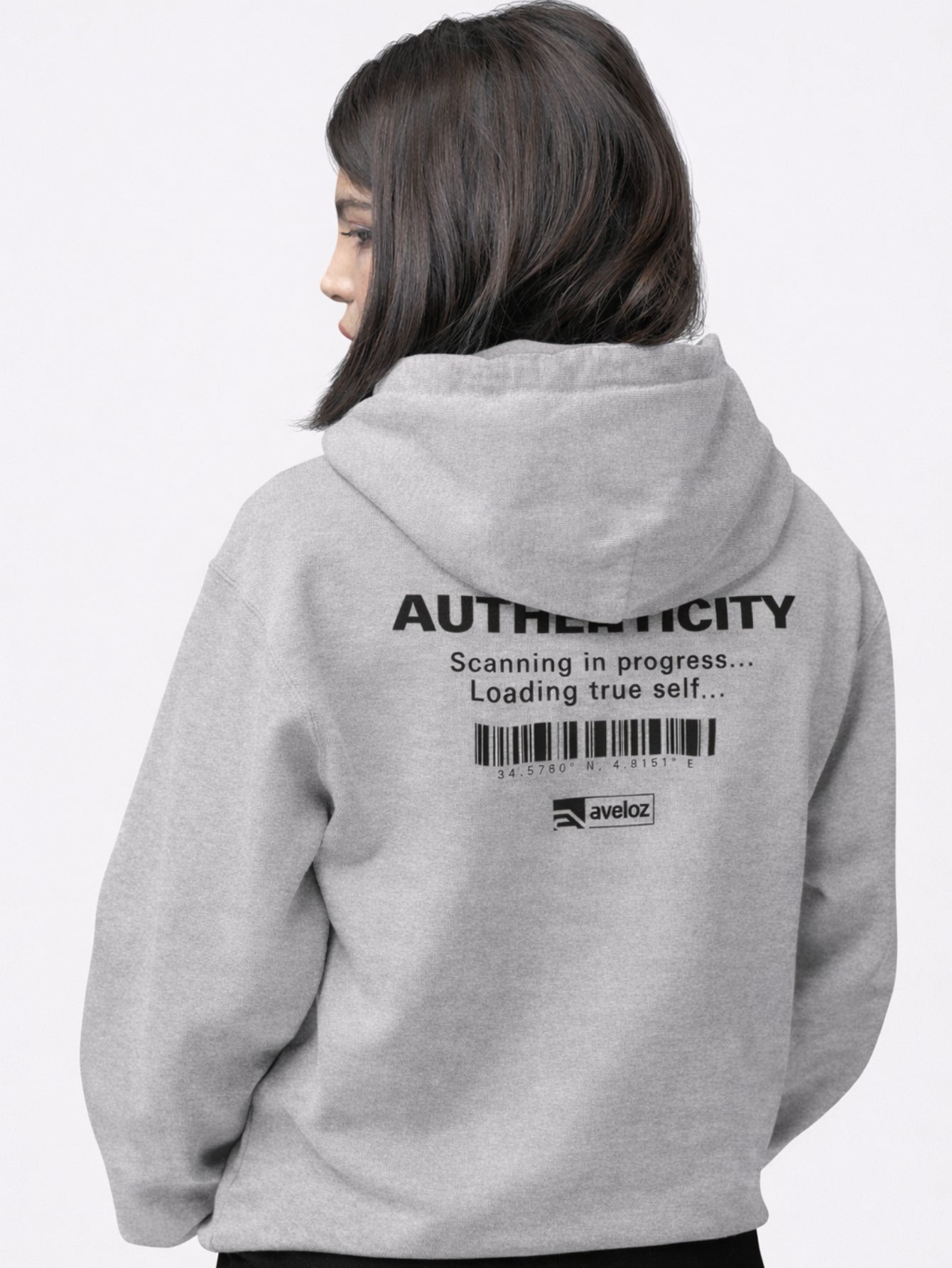 Moletom Canguru Feminina Estampa Authenticity Malha Premium Cinza