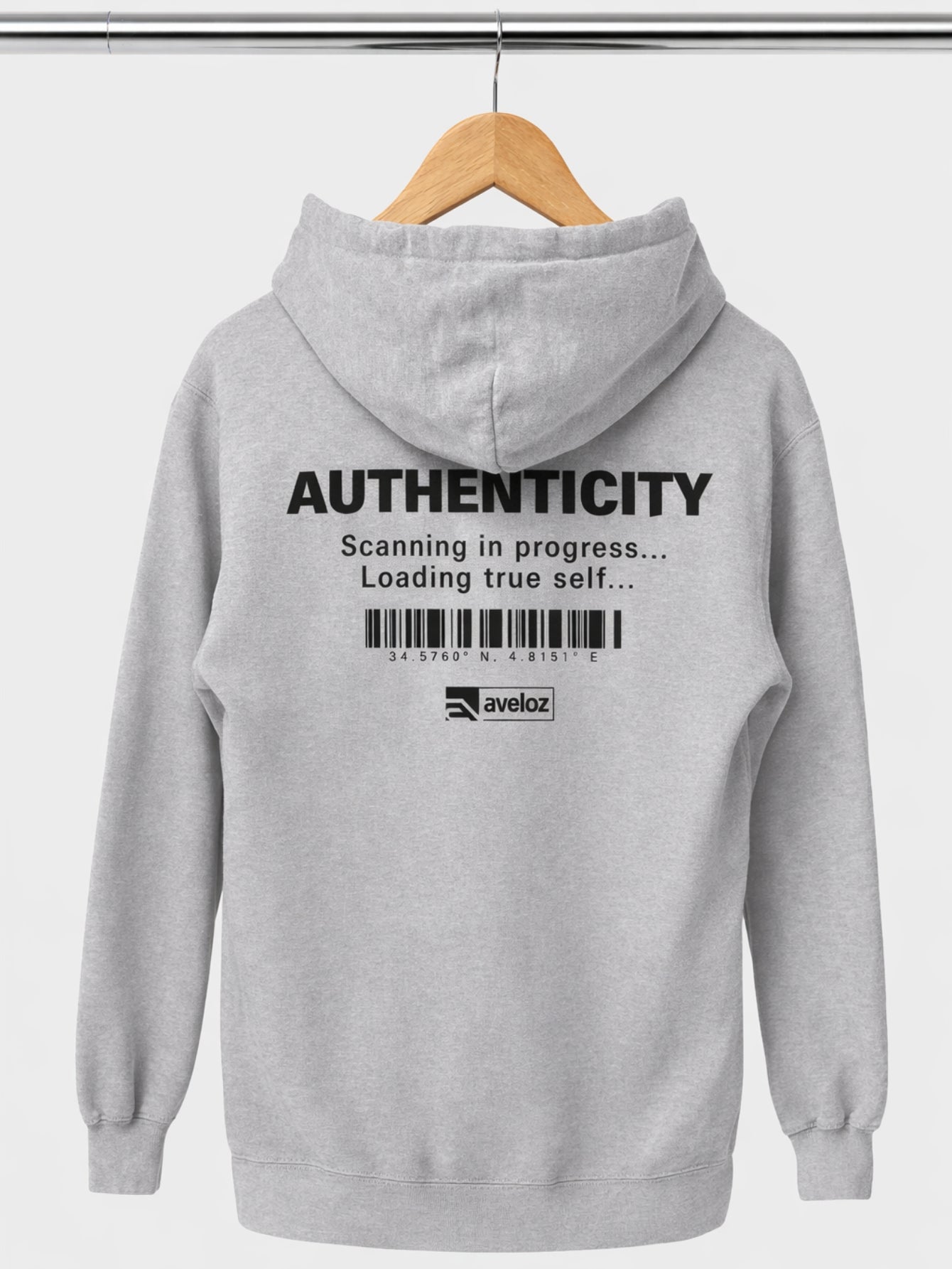 Moletom Canguru Masculino Estampa Authenticity Malha Premium Cinza