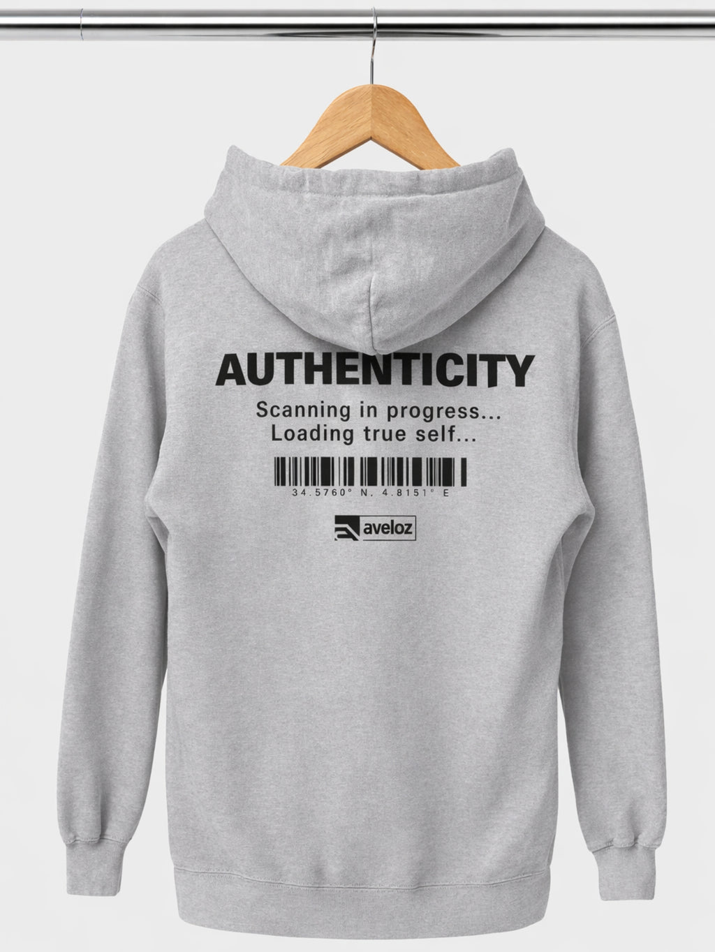 Moletom Canguru Feminina Estampa Authenticity Malha Premium Cinza
