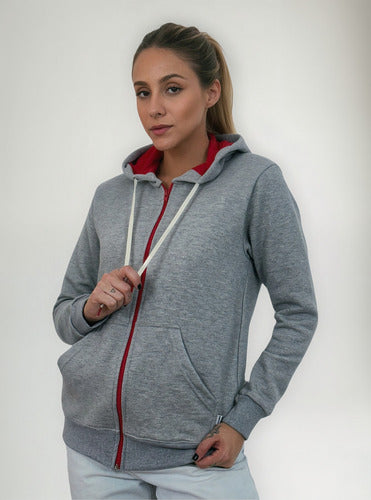 Moletom Aveloz Zíper Duo Color Cinza e Vermelho
