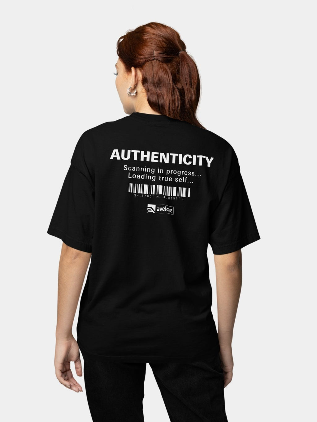 Camiseta Oversized Feminina Estampada Authenticity Streetwear Premium Preto
