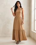 Vestido Longo Feminino Regata Três Marias Algodão Soltinho Caramelo