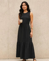 Vestido Longo Feminino Regata Três Marias Algodão Soltinho Preto