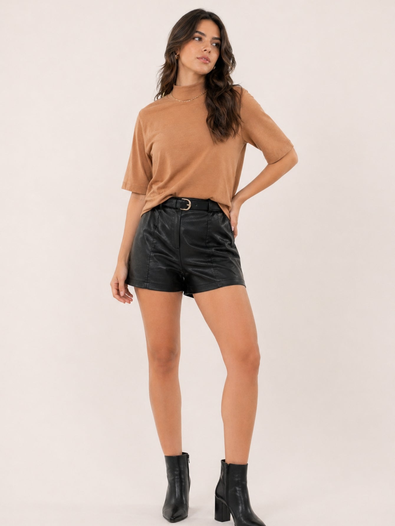 Camiseta Feminina T-shirt Aveloz Gola Alta E Manga 3/4