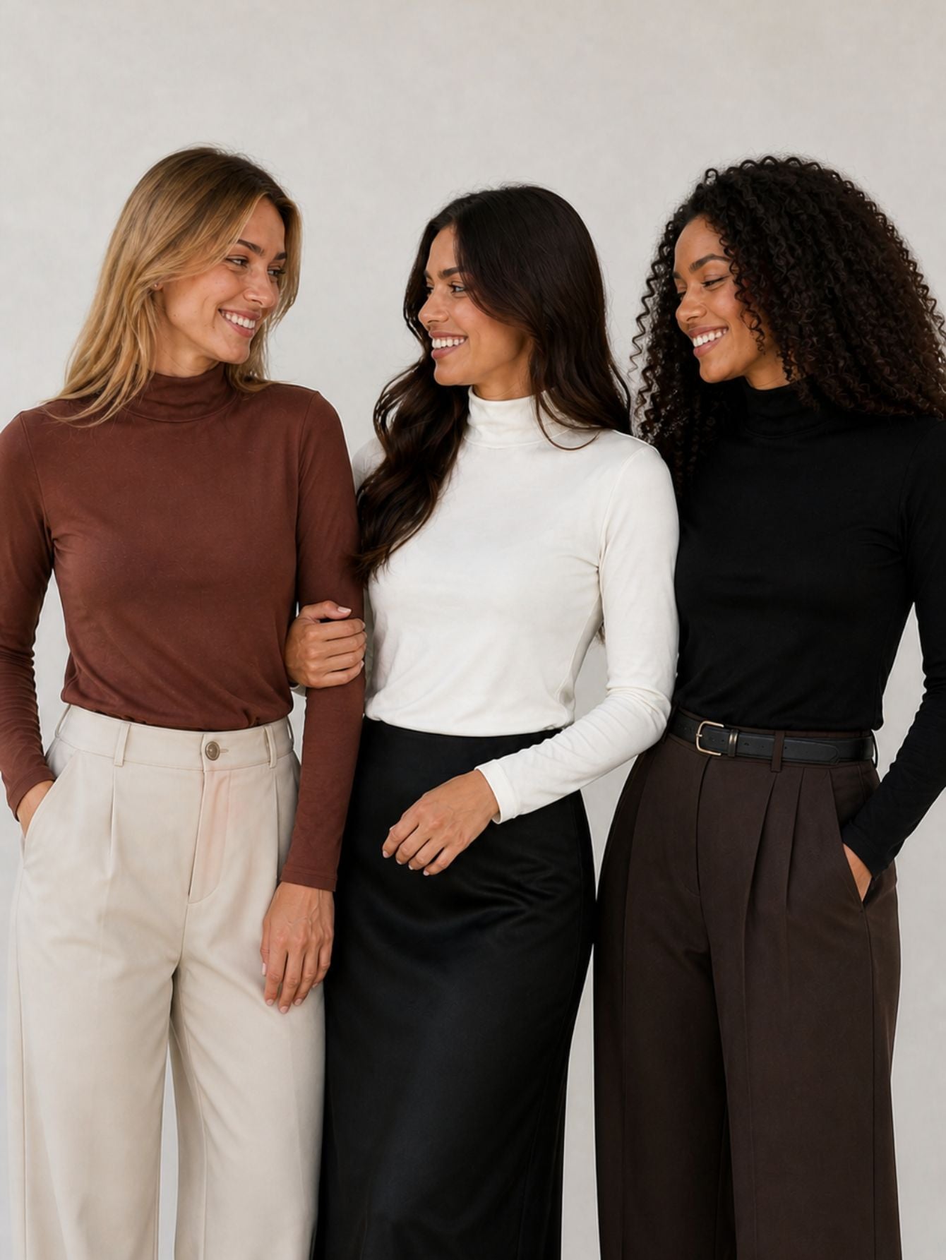 Kit 3 Blusas Manga Longa Gola Alta Segunda Pele Em Viscolycra