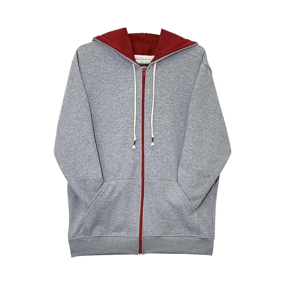 Moletom Aveloz Zíper Duo Color Cinza e Vermelho