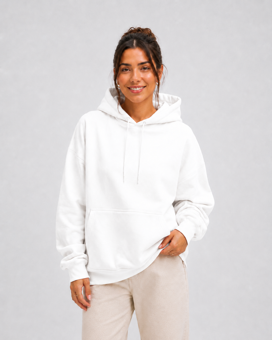 Moletom Feminino Aveloz Canguru Básico Branco