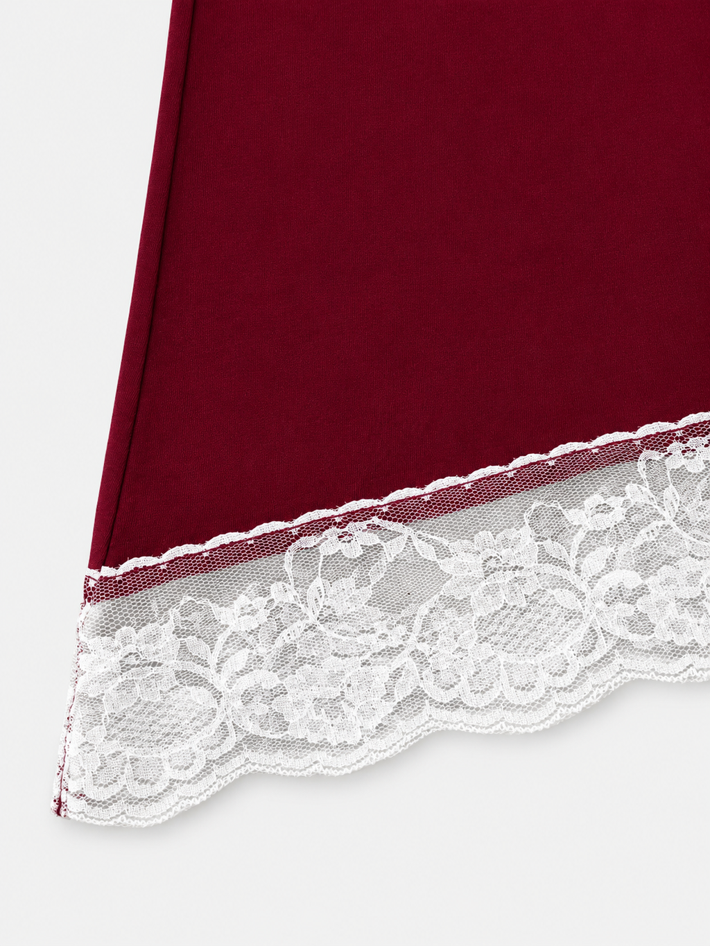 Blusa Assimétrica Feminina com Renda Bordô