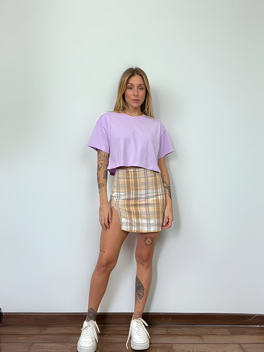 Camiseta Aveloz Feminina Cropped Lilás