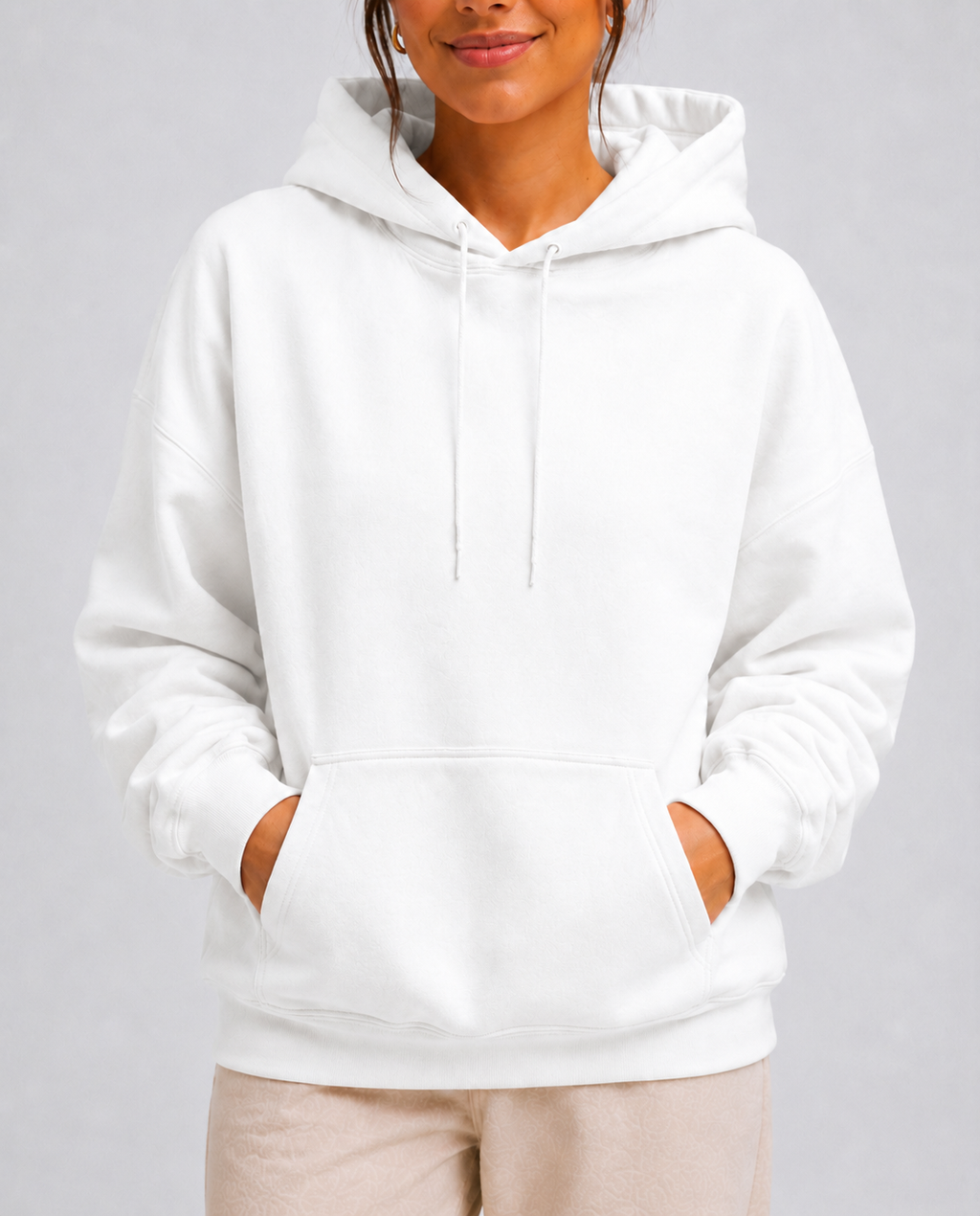 Moletom Feminino Aveloz Canguru Básico Branco